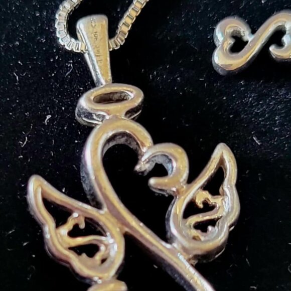 Open Hearts by Jane Seymour 1/20 CT. T.W. Diamond Angel Wings and Halo Pendant - Picture 2 of 2